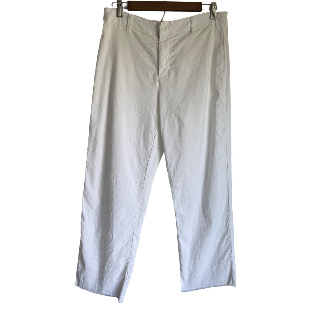 Frank & Eileen Kinsale White Italian Performance Linen Pants Size 10 Raw Hem - Picture 3 of 7